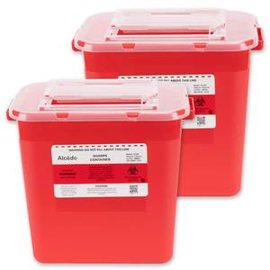 lot 1700 image: Alcedo Sharps Container for Home Use 2 Gallon (2-Pack)  Biohazard Needle and Syringe Disposal  Professional Medical Grade