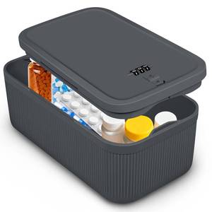 lot 1703 image: Small Lock Box,Lockable Storage Box with Combination Code for Medication Safe, Medicine Lock Box for PillsFirst Aid KitsFoodSnack Phone Jail