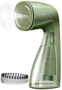 lot 1708 image: HiLIFE Steamer for Clothes, Portable Handheld Design, 240ml Big Capacity, 700W, Strong Penetrating Steam, Removes Wrinkle, for Home, Office and Travel(ONLY FOR 120V) (Olive Green)