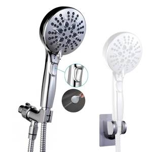 lot 1736 image: GwernKB Handheld Shower Head with on off Switch&Built-in Power Spray,7-Setting High Pressure Spray Shower Wand with 79in Long Hose&Bracket and Extra Adhesive Shower Holder for Lower Mount,Chrome