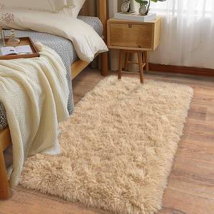 lot 1746 image: Ailyei Soft Runner Rugs for Bedroom Hallways, 2x4 Beige Fluffy Shag Throw Area Rug Non Slip for Bedside Dorm, Long Shaggy Furry Carpet for Nursery Living Room
