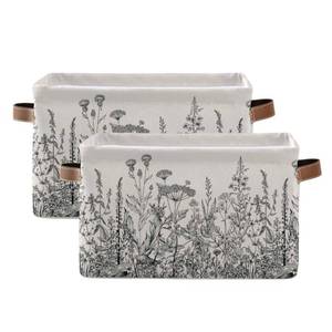lot 1747 image: Blueangle Black And White Flowers Rectangle Storage Bin, 15 x 11 x 9.5 in, Collapsible Organizer Storage Basket for Home D�cor, 2PACK