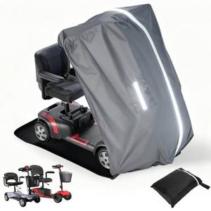 lot 1749 image: Mobility Scooter Storage Cover, Heavy Duty 1680D Oxford Fabric Electric Wheelchair Cover Waterproof, Wheelchair Cover for Travel Outdoor, 360 ° Full Coverage, L49 x W23 x H41, Grey
