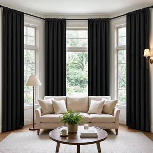 lot 1750 image: CUCRAF Black Blackout Curtains 84 inch Length 2 Panels Set, Rod Pocket Room Darkening Drapes, Insulated Thermal Light Blocking Window Curtain (W52 x L84 Inch)