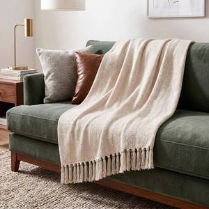 lot 1757 image: Americanflat 50x60 Throw Blanket - Soft and Breathable Cotton Throw Blanket for Couch, Bed, Chair - Decorative Blankets Perfect for Home, Office, or Outdoor Use - Cream and Beige Zig Zag Design