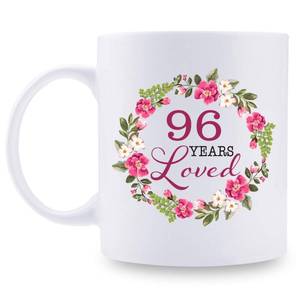 lot 1773 image: 96th Birthday Gifts for Women - 96 Years Loved with A Garland Birthday Mug - 96 Year Old - 11 oz Coffee Mug