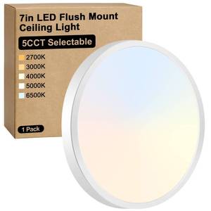 lot 1785 image: Brightever LED Flush Mount Ceiling Light, 7 Inch 12W Ultra Slim 0.67 Inch Kitchen Lighting Fixture, 1200LM 120W Equivalent, 2700K-6500K Color Adjustable, Dimmable Light Fixture Ceiling Mount, 1 Pack