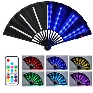 lot 1786 image: Rave Party LED Light up Folding Fan for Line Dancing with Remote Control Large Handheld