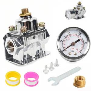 lot 1801 image: KARTONMOTOR Adjustable Fuel Pressure Regulator Carburetor Parts with Fuel Gauge Kit for Holley and Edelbrock Carburetors, 4 12 to 9 PSI, 38in NPT, 12-803