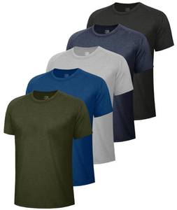 lot 1810 image: BOOJO 5 Pack Workout Shirts for Men-Quick Dry Black Gym Moisture Wicking Short Sleeve T-Shirts for Running Athletic Casual 2XL
