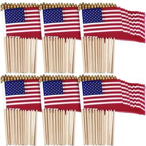 lot 1821 image: Shimeyao 50 Pack 8 x 12 Inch Small American Flags on Stick, 250th Anniversary Mini Handheld