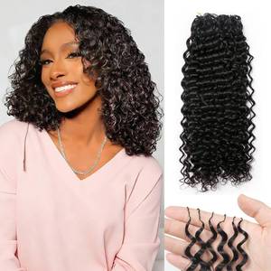 lot 1824 image: DonsiRol Human Crochet Hair for Black Women Water Wavy Human Hair Crochet Bundles 18 inch 50g Knotless Pre-Separated Feather Crochet Human Hair Invisible Crochet Hair Exrensions Natural Black