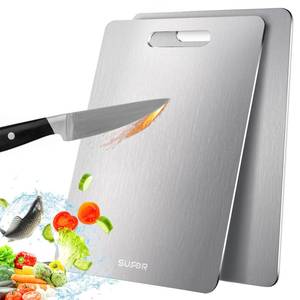 lot 1827 image: 2 Pack Titanium Cutting Board - 100% Pure Titanium Cutting Boards For Kitche,Easy to clean, Double-sided food-grade Cutting Board For Cutting Meats, Fruits And Vegetables(15  11)