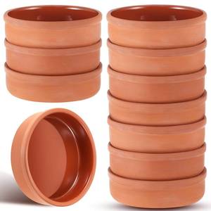 lot 1868 image: Teenyyou 10 Pcs Mexican Clay Bowls Set, 4.3 Terracotta Traditional Clay Cooking Pots, Pottery Plates, Serving Dish