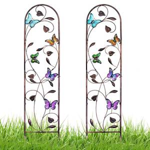 lot 1872 image: aboxoo Set of 2 Packs Butterfly Metal Garden Trellis for Climbing Plants,Outdoor Decorative Flowers Arch Fence Trellis for Outdoor Patio,Garden,Lawn,Yard,Backyard,Wall Brackets,60 H x 11 W