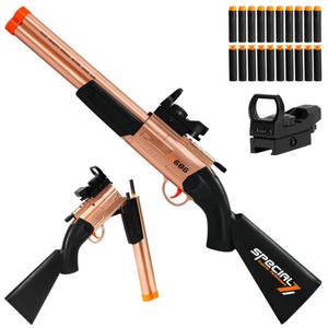 lot 1876 image: Toy Gun Double Barrel Shotgun Toy,with 20 Soft Bullet Darts, Toy Foam Blaster Foam Dart Blaster with Scope for Kids 8-12 Year (Gold)