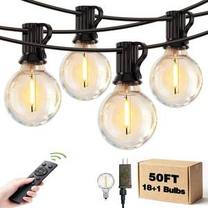 lot 1878 image: LCLAMARCES Outdoor Patio String Lights Waterproof with Remote, 200FT 642 G40 Edison LED Shatterproof Bulbs Hanging Outside Lights