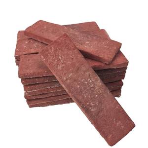 lot 1881 image: Jusmioke 20 Pcs Red Thin Wall Brick Veneers, 2.4 x 7.9 for Kitchen Backsplash, Fireplace, Living Room, Interior and Exterior Wall Decoration (3.5 sq.ft)