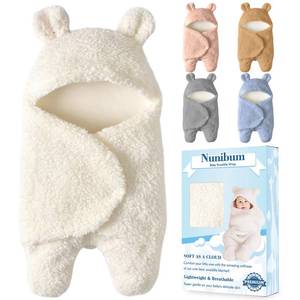 lot 1898 image: Nunibum Baby Swaddle Blanket Boys Girls Cute Bear Plush Essential Receiving Blanket Ultra-Soft Newborn Registry Sleeping Wraps for Infant 0-6 Months - White