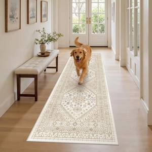 lot 1916 image: zesthome Washable Runner Rug 2.5x8 - Stain Resistant Entryway Rug,Ultra-Thin Kitchen Rugs, Anti Slip Backing Runner Rugs for Entrance Laundry Room Indoor Hallway (CreamBeige,2.5x8)