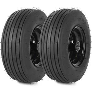lot 1931 image: AR-PRO (2-Pack) 11x4.00-5 Tire and Wheel Assembly, 11x4-5 Lawnmower Tire (4-Ply) and Rim with Tube, 3.4 Centered Hub with 34 Bearings, Universal Lawn MowerYard Tractor Turf Tires