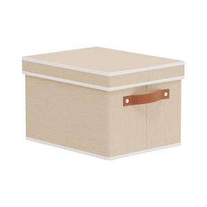 lot 1935 image: YheenLf Foldable Storage Bin, 10.2x7.8x6.7 Inch Storage Box with Lid, Closet Organizer for Organizing with Handles, Beige, 1-Pack