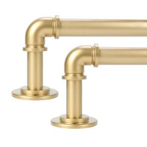 lot 1942 image: OLV 2 Pack Curtain Rod 36 to 45 Inch, Gold Industrial Curtain Rods for Windows, 1 Inch Diameter Blackout Wrap Around Heavy Duty Window Treatment Rod for Bedroom, Living Room, Easy Installation