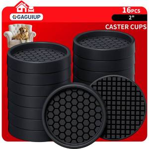 lot 1943 image: Non Slip Furniture Pads - 2 Anti Skid Caster Cups, 16PCS Round Furniture Coasters for Hardwood Floors, Anti Slide Furniture Cup Bed Couch Floor Protectors,Furniture Stoppers to Prevent Sliding(Black)