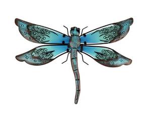 lot 1944 image: LIFFY Metal Dragonfly Wall Decor - Outdoor Garden Art for Patio, Living Room, Bedroom - Dragonfly Gifts (14inch, Metal & Glass)