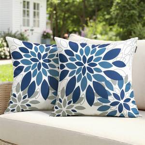 lot 1959 image: SWANCOCO Floral Outdoor Pillow Covers Waterproof Spring Throw Pillow Cases Dark Blue Grey 18x18 Inch Set of 2 Decorative Summer Cushion Covers for Patio Furniture Garden Bench Porch Sofa