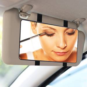lot 1974 image: Car Sun Visor Mirror, Cosmetic Makeup Mirrors with Straps, HD Cars Interior Cosmetic Mirror, Car Accessories for Women Universal Sun Visor Mirrors for Trucks, Cars, SUVs (Black)