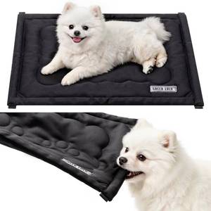 lot 1984 image: SHEENLULU Chew Proof Dog Bed, Chew Resistant Dog Crate Pad for Aggressive Chewers, Machine Washable Kennel Mat for Small Dogs, Black, 23x17