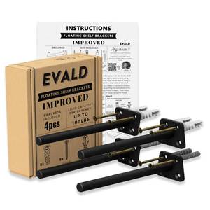lot 3023 image: EVALD Hidden Floating Shelf Bracket  8-Inch Heavy Duty Blind Shelf Support  Kitchen & Fireplace Mantel Bracket  Invisible Wall Mount Bracket 4 Pack