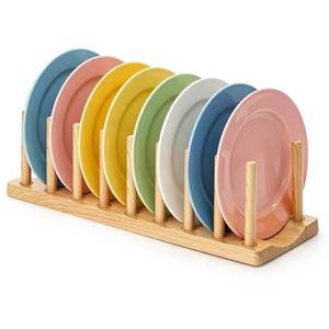 lot 3029 image: HOMQUEN Pot Lid Organizer, Sturdy Plastic Pan Lid Organizer Rack, 8 Adjustable Compartments - For Cabinet and Countertop, Pot Lids, Pans, Plates, Bowls, Cups, Cutting Boards and Books