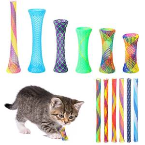 lot 3039 image: Leitee 60 Pcs Cat Spring Toys Kitten Tubes Indoor Interactive Chinese Finger Trap Cat Toys Plastic Coil for Pet Hunt Scratch(Random Colors)