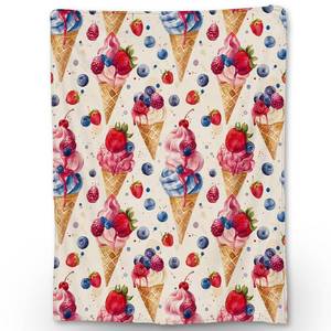 lot 3041 image: Ti Caldi Ice Cream &amp Fruit Blanket, Soft Warm Lightweight Flannel Throw Blanket for Couch, Bed, Travel &amp Outdoor, Cozy Fluffy Fuzzy Blankets for Women Men, Home Decor 60x50 in