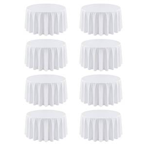 lot 3074 image: 8 Pack Round Tablecloth 120 Inch Cloth White Tablecloth for Round Tables, Washable Polyester Table Cloth Stain and Wrinkle Resistant Decorative Table Cover for Wedding Party Dining Banquet
