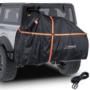 lot 3095 image: Faireach 800D Heavy Duty Bike Cover for Transport 2 Bikes, Outdoor Bike Covers for 2 Bikes on Rear Bike Rack, Waterproof Windproof Electric Bicycle Cover with Straps & Storage Bag