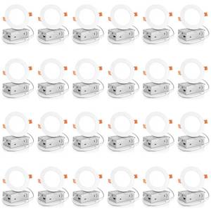 lot 3101 image: Meconard 24 Pack 4 Inch 5CCT Ultra-Thin LED Recessed Ceiling Light with Junction Box, 2700K3000K3500K4000K5000K Selectable, 9W Eqv 75W, Dimmable Can Light, 750LM High Brightness Downlight-ETL&FCC