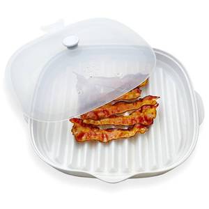 lot 3105 image: Microwave Bacon Cooker Tray, Splatter Lid, 1 Silicone Mat, Bacon Grill
