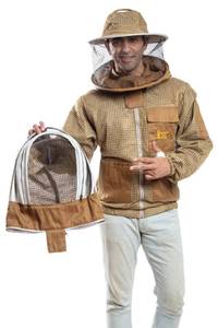 lot 3108 image: Massive Bee Store -- Beekeeping Fully Ventilated Jacket in Multi-Color with Round Veil (5XL, Khaki with Two Veils)