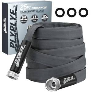 lot 3117 image: PLYPLYE Garden Hose 25ft, Made of TPU(Not PVC), Ultra-Light & Flexible Water Hose, Non-Shrinking, Easy to Store, Drinking Water Safe Material, All-weather, Black&Gray