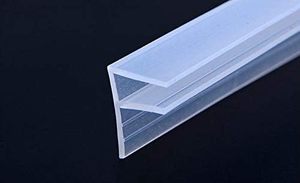 lot 1807 image: 10 Ft ( Feet ) Glass Shower Door Seal Strip, Frameless Weatherproof Shower Door Seal Strip Silicone Rubber Sweep for 14 inch Glass , Clear (14 inch(6mm), F-Type)