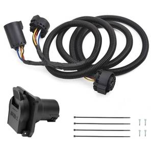 lot 1010 image: 7-Foot 7-Pin Trailer Wiring Harness Kit, Compatible with 1997-2021 Ford F150,F250,F350,F450,F550, GMC, Chevy, Ram, Nissan, Toyota, Truck Bed Extension for 5th Wheel & Gooseneck Trailers - Retail $27
