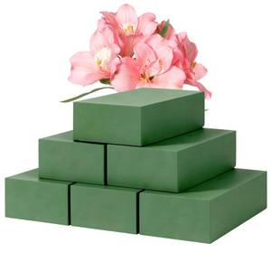 lot 1014 image: Mkobon 6 Pack Floral Foam Blocks, Green Plant Dry & Wet Flower Arrangement Foam, Styrofoam Block for Fresh and Artificial Flowers, Decor Supplies for Wedding, Home, Garden (5.5L x 3.1W x 1.6H) - Retail $9