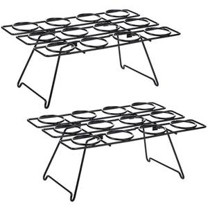 lot 1015 image: Patelai 2 Pack Ice Cream Cone Baking Racks 12-cavity Cupcake Cone Holders Cupcakes Display Stands Cooling Racks for Home Kitchen Baking Cooking Ice Cream Tools Supplies(Black) - Retail $31