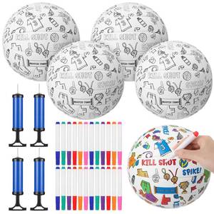 lot 1027 image: Teyva Daily 4 Set Color Your Own Mini Volleyball Kit Custom Design Volleyball Gifts Includes 4 Sport Balls, 24 Markers & 4 Pumps, Coloring DIY Sports Arts Craft for Birthday Gift Holiday Party Favor - Retail $36
