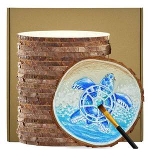 lot 1030 image: 3 Inch Wood Slices Discs Ornaments for Crafts, 24 Pcs 2.8-3.1 inches Diameter 0.2 inches thickniss - Retail $11