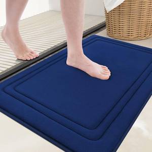 lot 1037 image: Grandaily Memory Foam Bath Mat Rug 30x20, Ultra Soft, Non-Slip and Absorbent Bathroom Rugs, Machine Wash Dry, Comfortable Bath Carpet for Bathroom Floor, Tub and Shower, Navy Blue - Retail $20