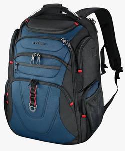 lot 1042 image: KROSER TSA Friendly Travel Laptop Backpack 17.3 inch XXXL Gaming Backpack Water-Repellent College Daypack Business Backpack with RFID Pockets & USB Port for MenWomen-BlackHaze Blue - Retail $48